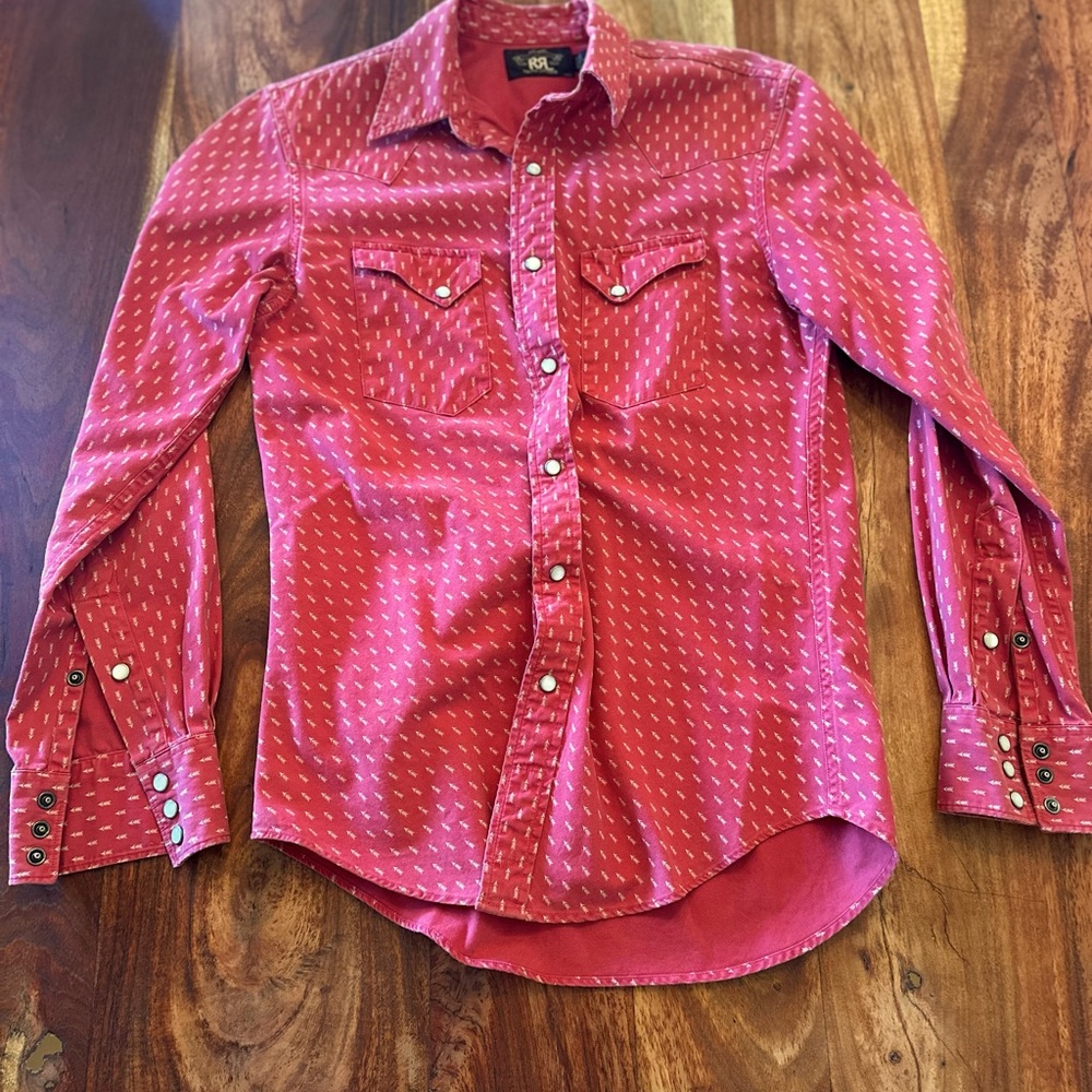 DOUBLE RL HEAVY RED WESTERN SHIRT. 
BARELY WORN